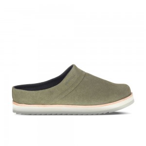 Merrell Juno Clog Suede Slip On Női Olivazöld | ME0992-HU