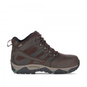 Merrell Moab Vertex Mid Leather Wide Width Waterproof Vízálló Bakancs Férfi Kávé | ME0497-HU