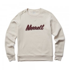 Merrell Script Crewneck Fleece Kapucnis Pulóver Női Fehér | ME0612-HU