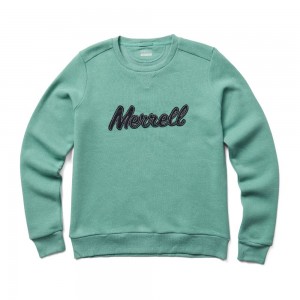 Merrell Script Crewneck Fleece Kapucnis Pulóver Női Aqua | ME0613-HU