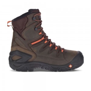 Merrell Strongfield Leather 8" Thermo Wide Width Waterproof Vízálló Bakancs Férfi Kávé | ME0514-HU