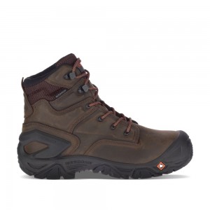 Merrell Strongfield Leather X 7" Wide Width Waterproof Vízálló Bakancs Férfi Kávé | ME0518-HU