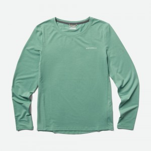 Merrell Tencel Long Sleeve T-Shirts Női Menta | ME0687-HU