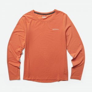 Merrell Tencel Long Sleeve T-Shirts Női Narancssárga | ME0686-HU