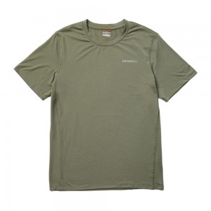 Merrell Tencel™ Short Sleeve T-Shirts Férfi Olivazöld | ME0104-HU