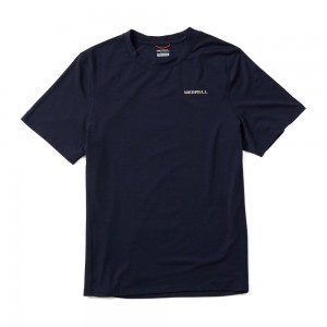 Merrell Tencel™ Short Sleeve T-Shirts Férfi Sötétkék | ME0106-HU