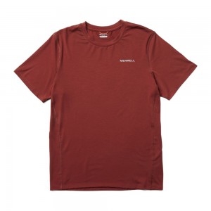 Merrell Tencel™ Short Sleeve T-Shirts Férfi Bordó | ME0107-HU