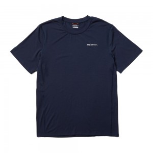 Merrell Tencel™ Short Sleeve T-Shirts Férfi Kék | ME0108-HU