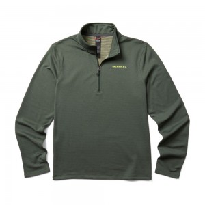 Merrell Terrain Geotex 1/4 Zip Kapucnis Pulóver Férfi Olivazöld | ME0026-HU