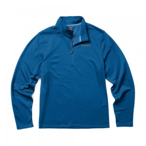 Merrell Terrain Geotex 1/4 Zip Kapucnis Pulóver Férfi Kék | ME0027-HU