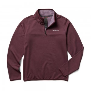 Merrell Terrain Geotex 1/4 Zip Kapucnis Pulóver Női Bordó | ME0624-HU