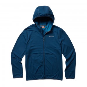 Merrell Terrain Geotex Full Zip Kapucnis Pulóver Férfi Sötétkék | ME0034-HU