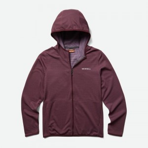 Merrell Terrain Geotex Full Zip Kapucnis Pulóver Női Bordó | ME0629-HU