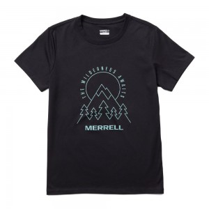 Merrell The Wilderness Awaits T-Shirts Női Fekete | ME0697-HU