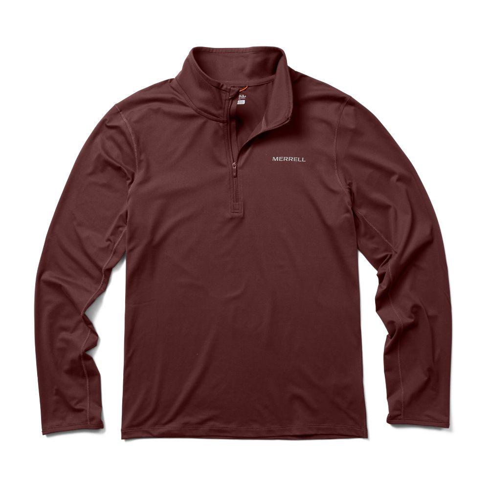 Merrell BetaTherm 1/4 Zip Kapucnis Pulóver Férfi Bordó | ME0002-HU