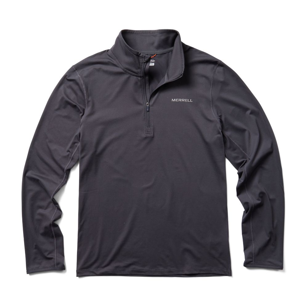 Merrell BetaTherm 1/4 Zip Kapucnis Pulóver Férfi Fekete | ME0004-HU