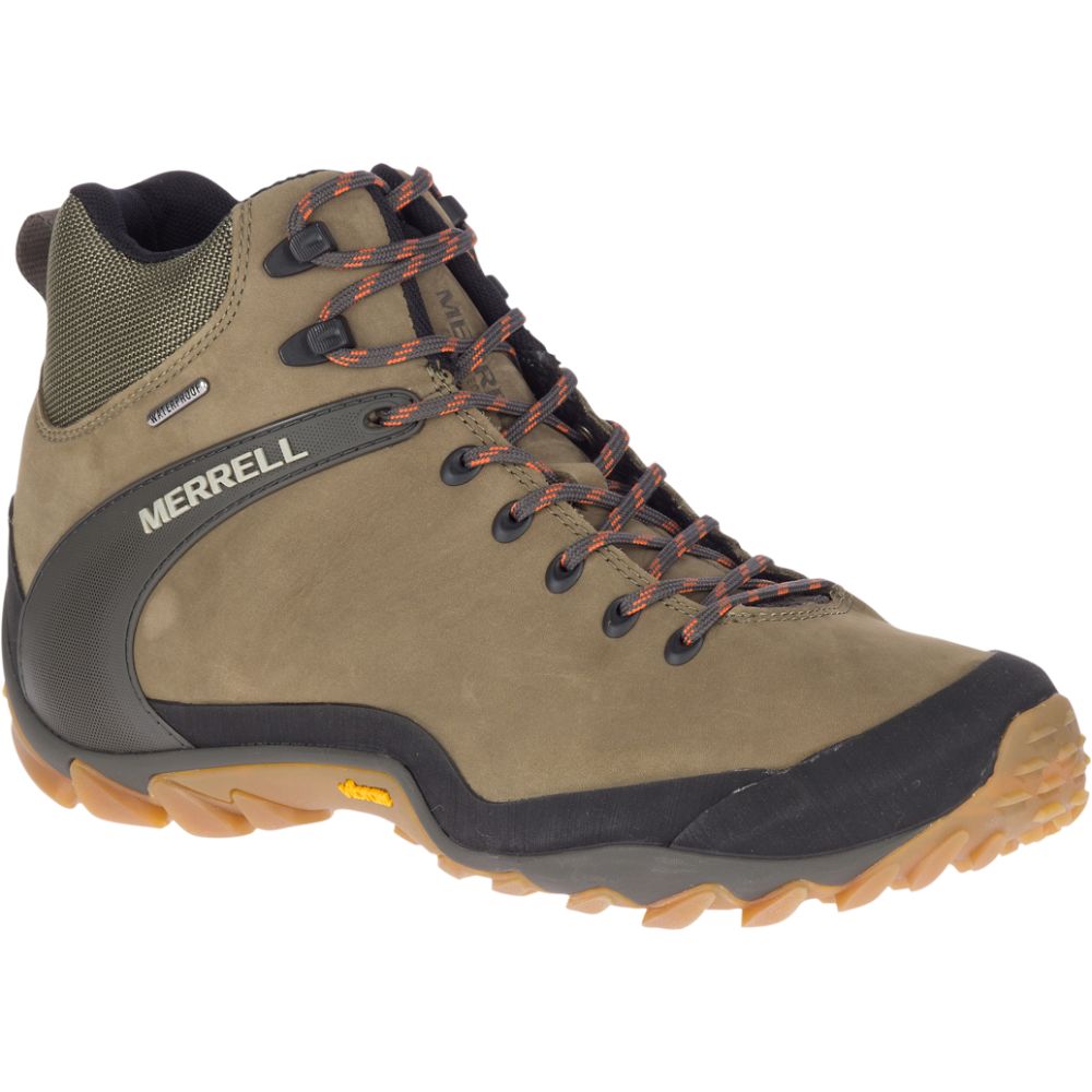 Merrell Chameleon 8 Leather Mid Waterproof Vízálló Bakancs Férfi Barna | ME0463-HU