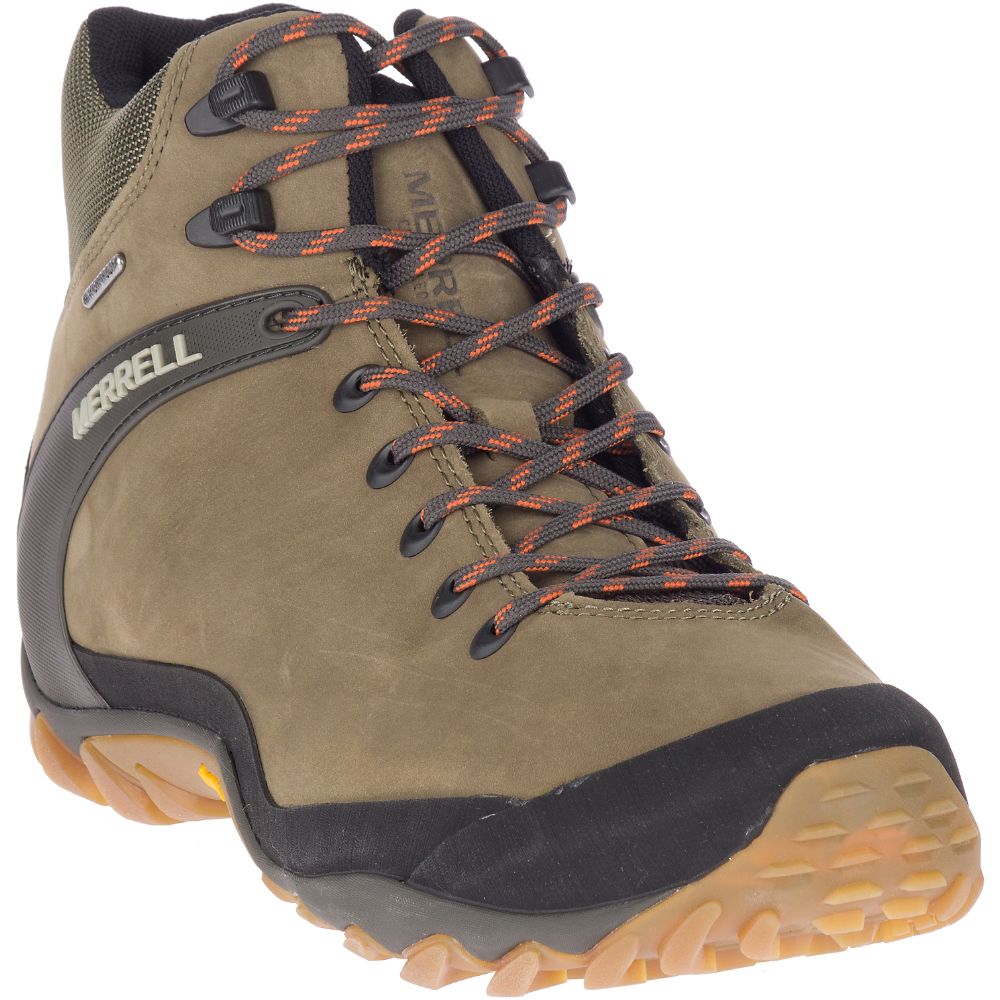 Merrell Chameleon 8 Leather Mid Waterproof Vízálló Bakancs Férfi Barna | ME0463-HU