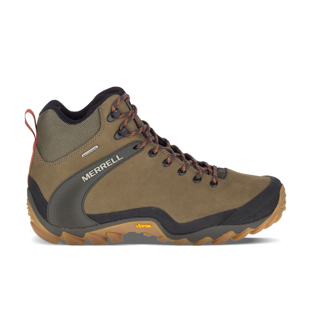 Merrell Chameleon 8 Leather Mid Waterproof Vízálló Bakancs Férfi Barna | ME0463-HU