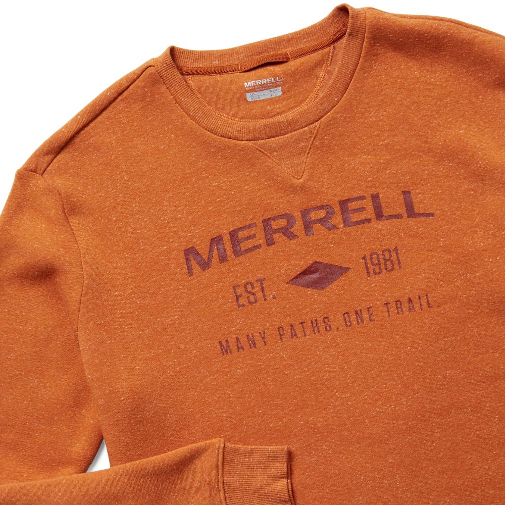 Merrell Crewneck Pullover T-Shirts Férfi Narancssárga | ME0077-HU