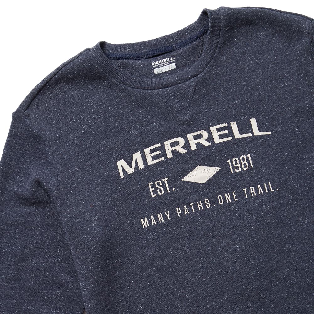 Merrell Crewneck Pullover T-Shirts Férfi Sötétkék | ME0078-HU