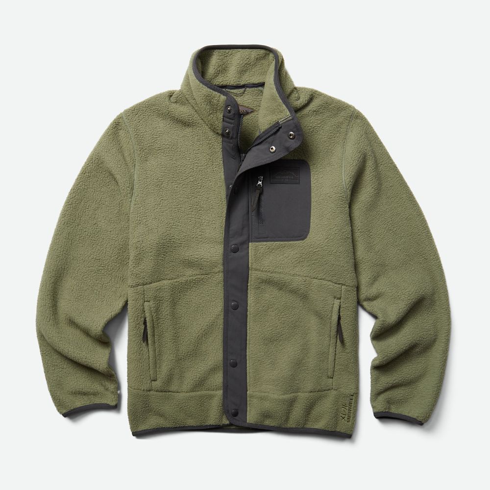 Merrell Fleece Full Zip Kapucnis Pulóver Férfi Olivazöld | ME0007-HU