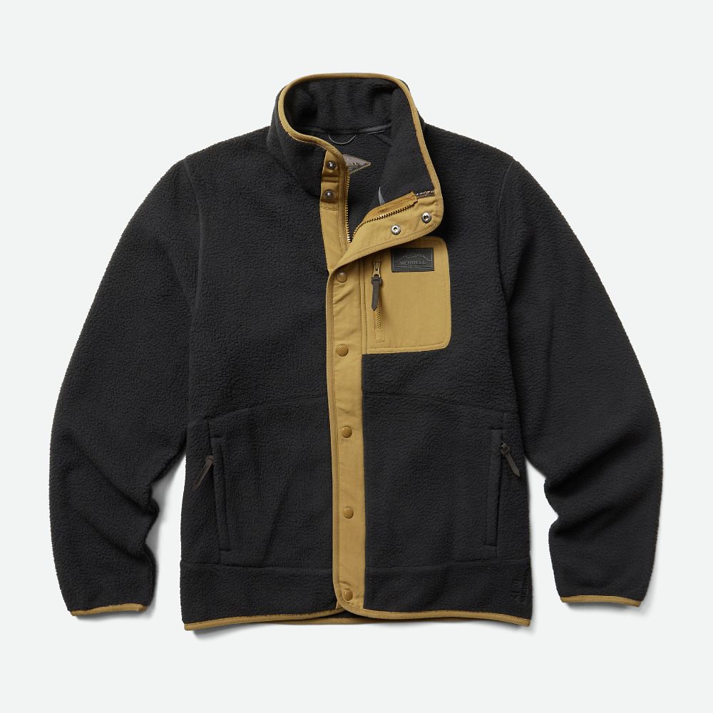 Merrell Fleece Full Zip Kapucnis Pulóver Férfi Fekete | ME0008-HU