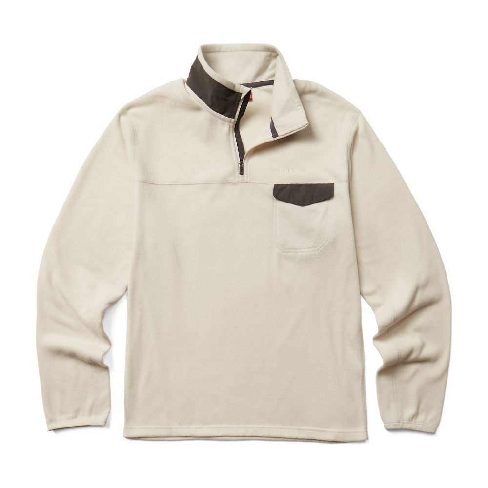 Merrell Flux Lightweight 1/4 Zip Kapucnis Pulóver Férfi Bézs | ME0009-HU