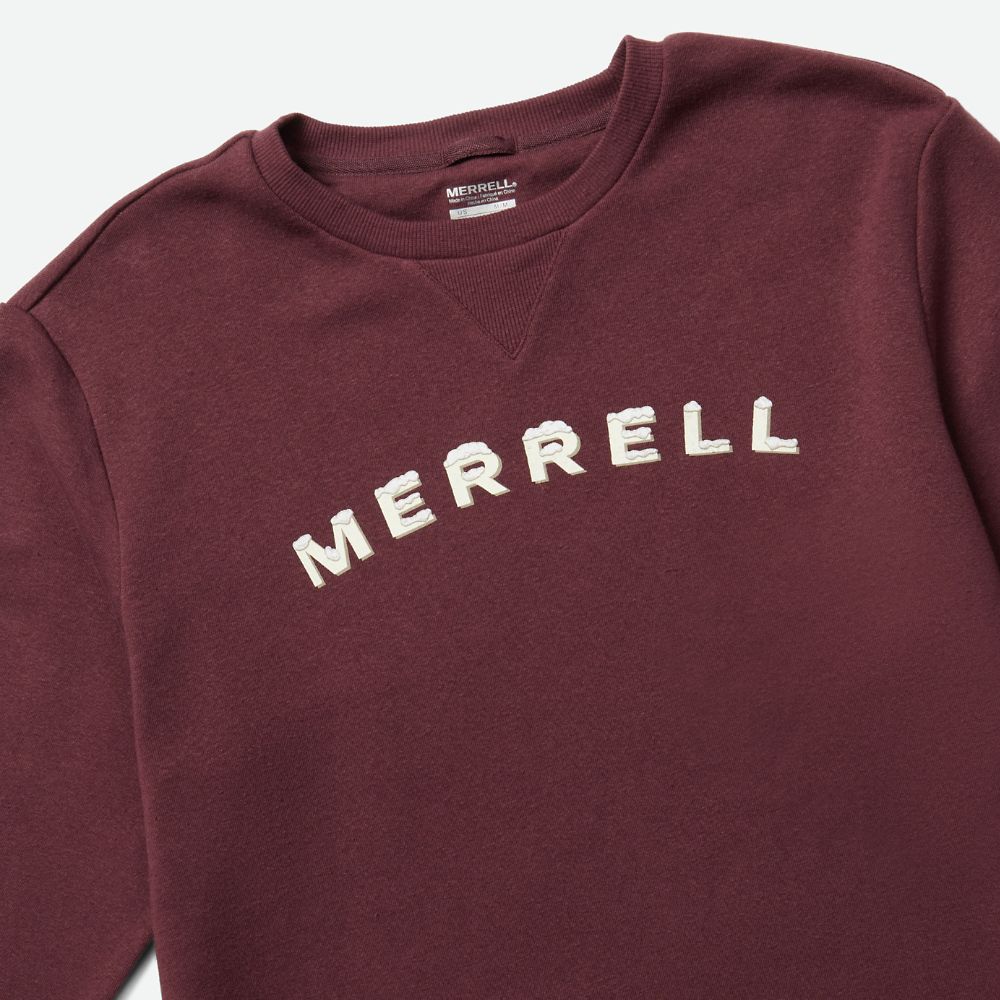 Merrell Ice Fleece Crew T-Shirts Férfi Bordó | ME0080-HU