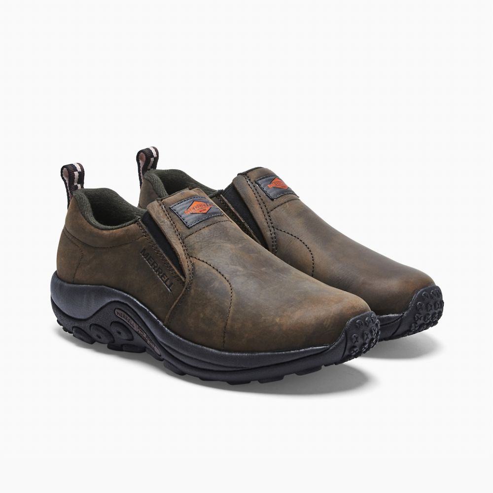 Merrell Jungle Moc Leather SR Slip On Női Kávé | ME0984-HU