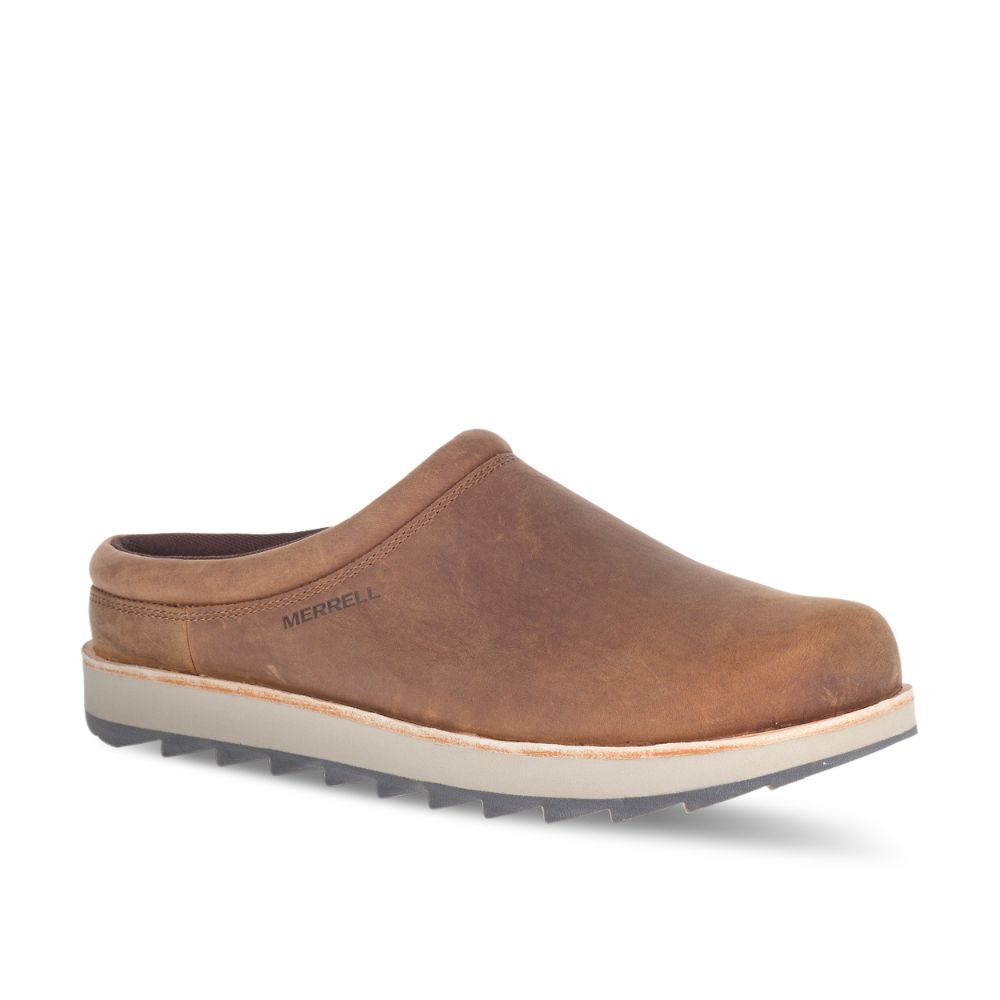 Merrell Juno Clog Leather Cipő Férfi Kávé | ME0236-HU