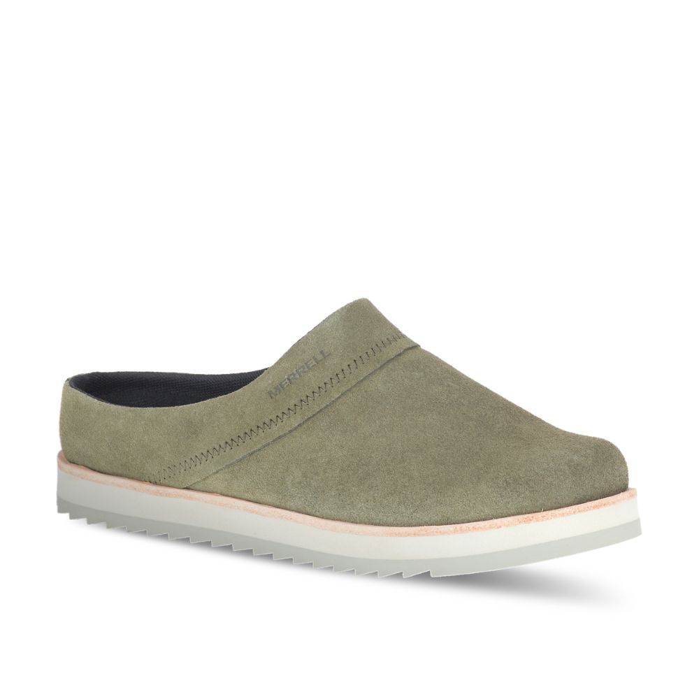 Merrell Juno Clog Suede Slip On Női Olivazöld | ME0992-HU