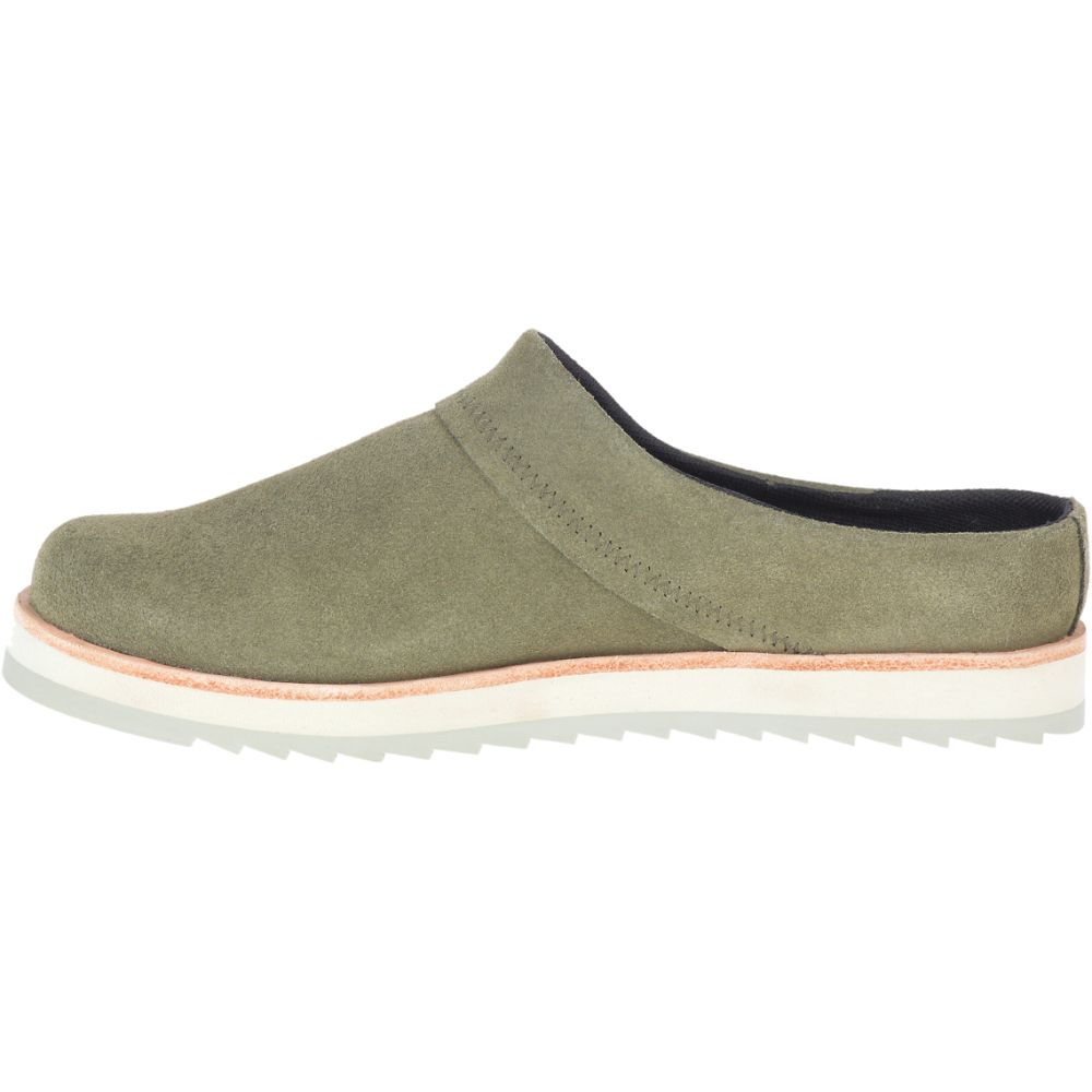 Merrell Juno Clog Suede Slip On Női Olivazöld | ME0992-HU