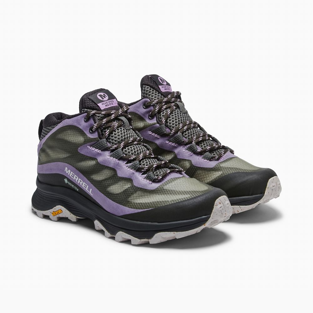 Merrell Moab Speed Mid GORE-TEX® Sportcipő Női Olivazöld | ME1048-HU