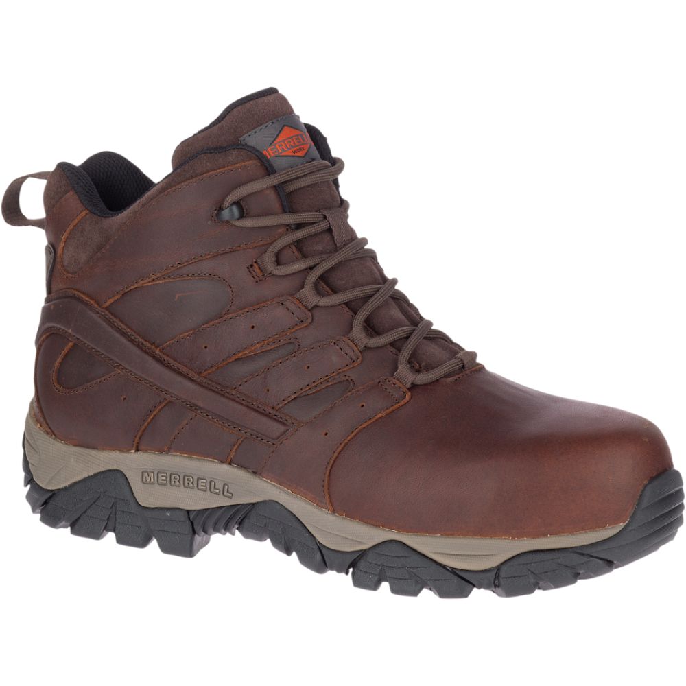 Merrell Moab Vertex Mid Leather Wide Width Waterproof Vízálló Bakancs Férfi Kávé | ME0497-HU