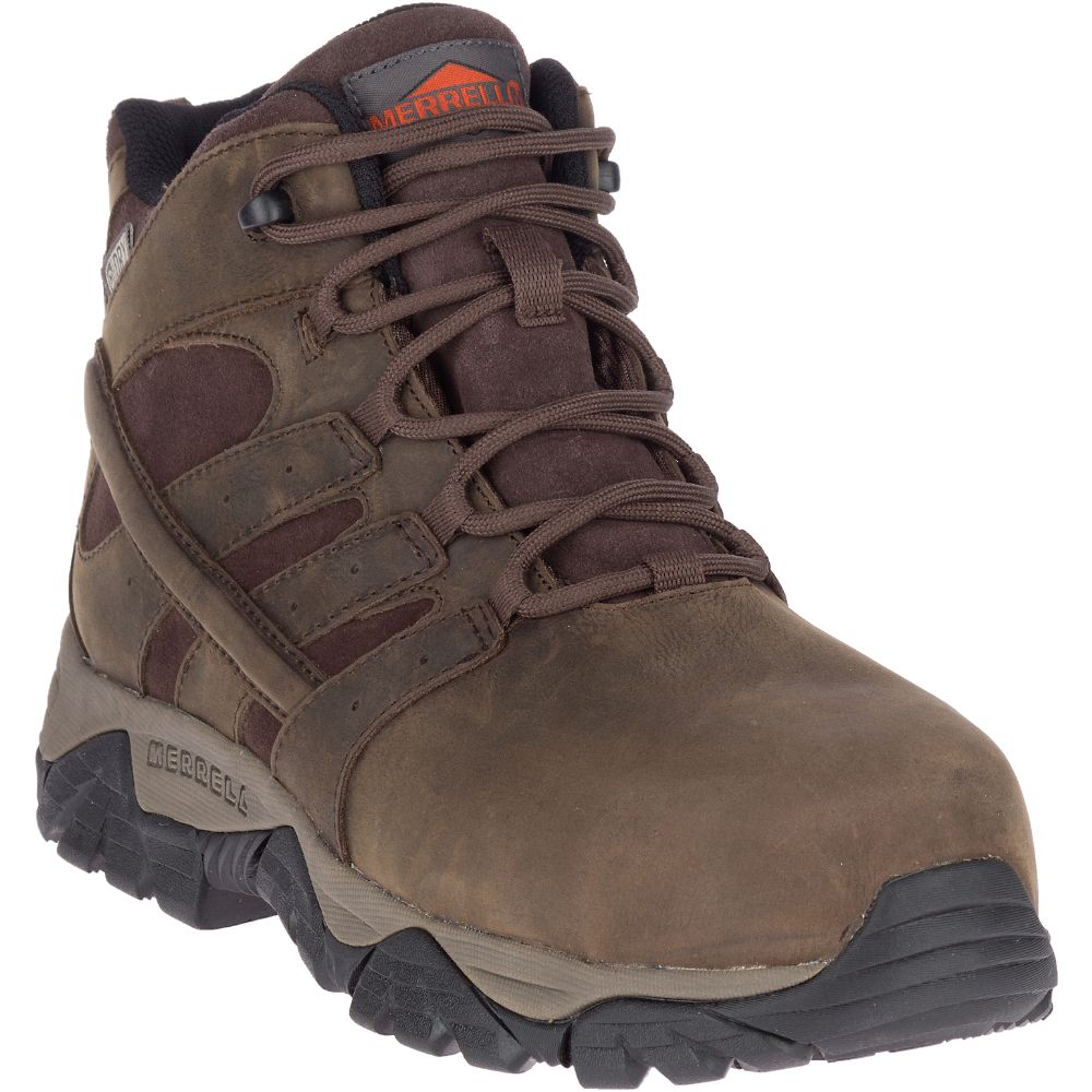 Merrell Moab Vertex Mid Leather Wide Width Waterproof Vízálló Bakancs Férfi Kávé | ME0497-HU