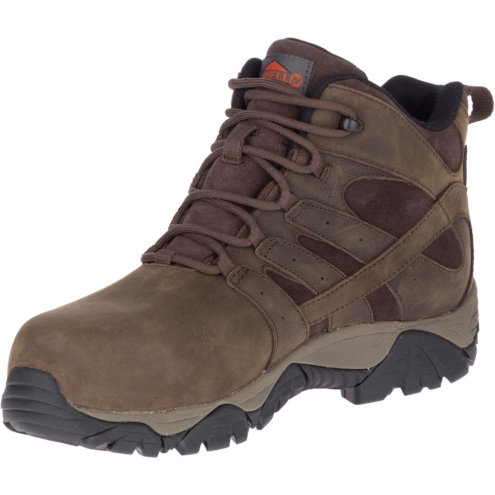 Merrell Moab Vertex Mid Leather Wide Width Waterproof Vízálló Bakancs Férfi Kávé | ME0497-HU