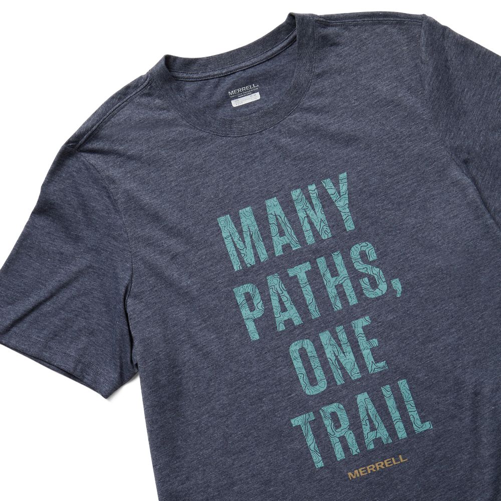 Merrell One Trail Topo T-Shirts Férfi Sötétkék | ME0090-HU