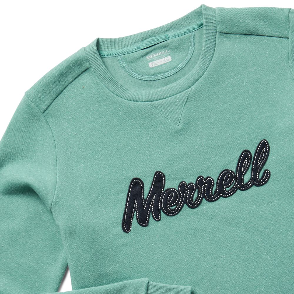 Merrell Script Crewneck Fleece Kapucnis Pulóver Női Aqua | ME0613-HU