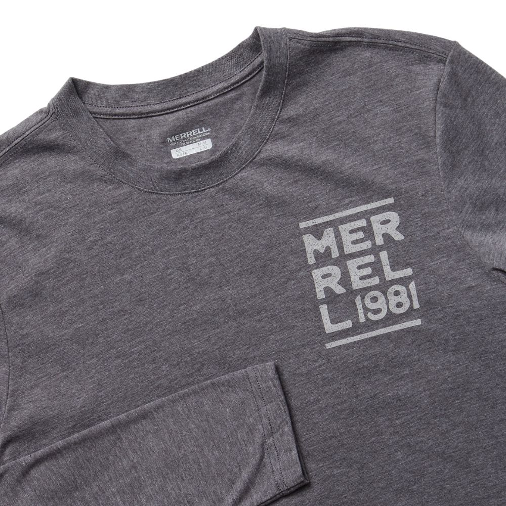 Merrell Stack Long Sleeve T-Shirts Férfi Szürke | ME0095-HU