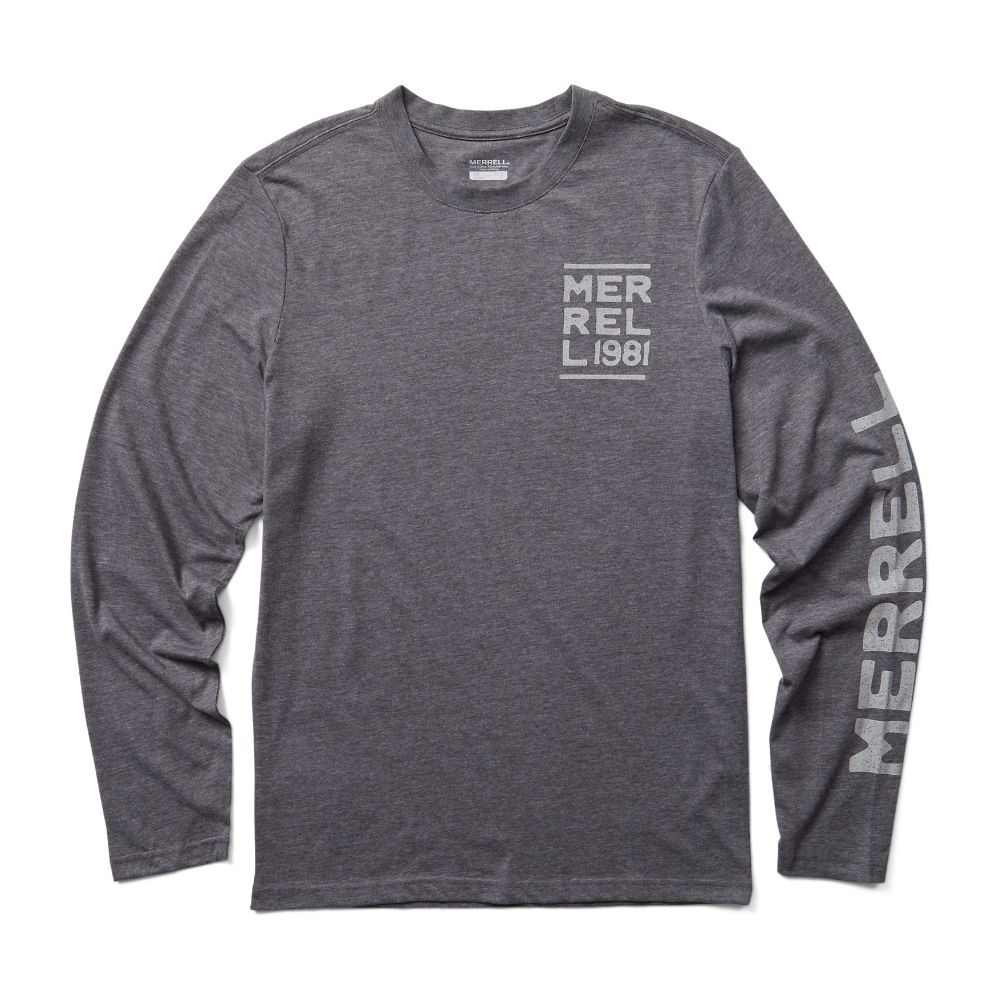 Merrell Stack Long Sleeve T-Shirts Férfi Szürke | ME0095-HU