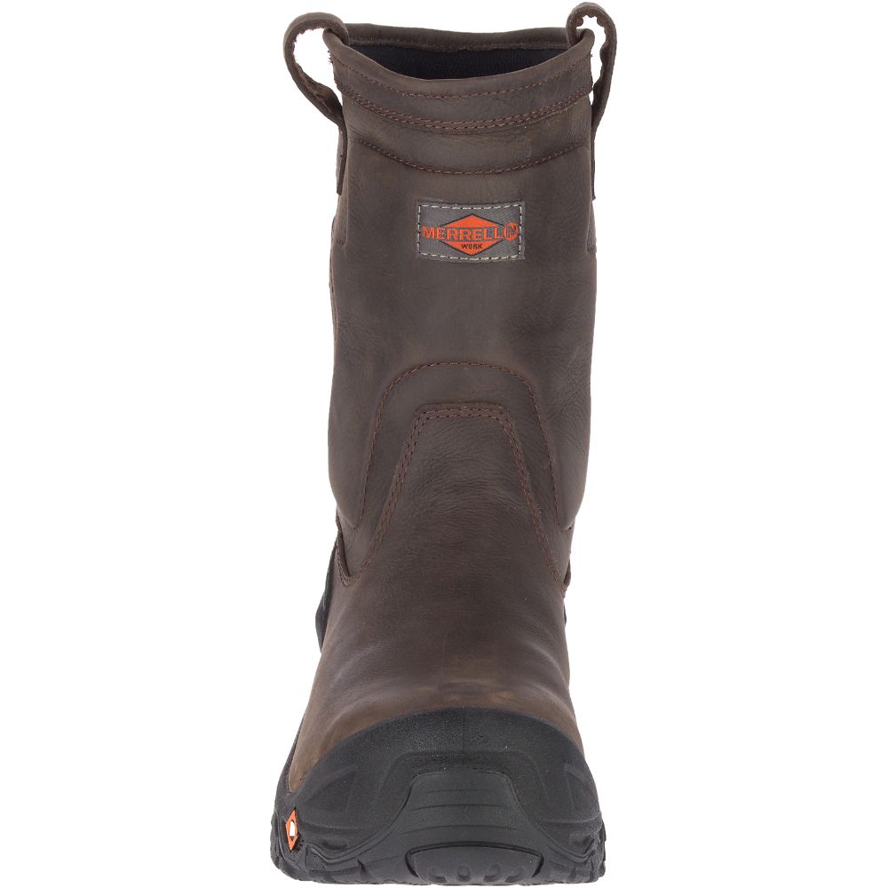 Merrell Strongfield Leather Pull On Waterproof Vízálló Bakancs Férfi Kávé | ME0515-HU