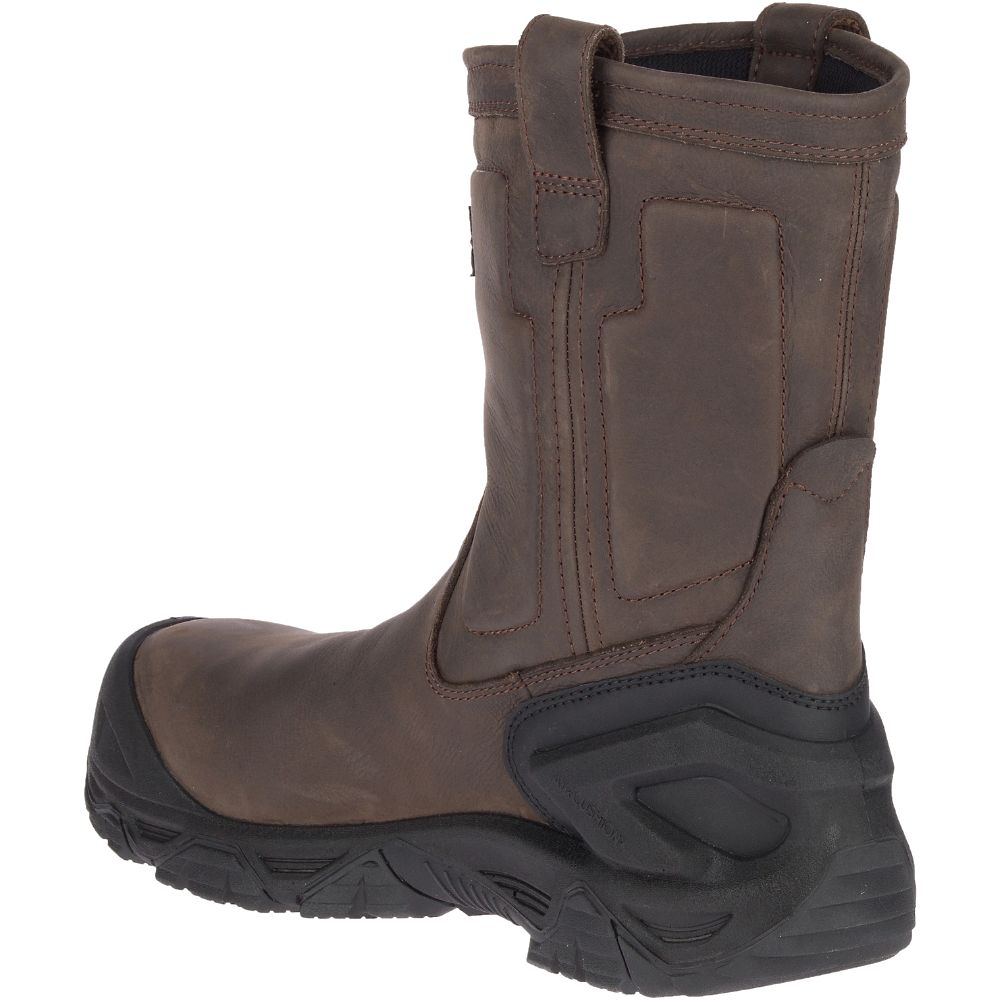 Merrell Strongfield Leather Pull On Waterproof Vízálló Bakancs Férfi Kávé | ME0515-HU