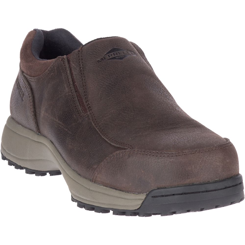 Merrell Sutton Moc Steel Toe Munkacipő Férfi Kávé | ME0580-HU