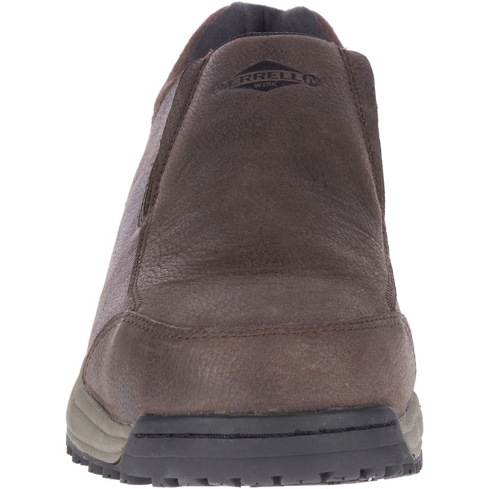 Merrell Sutton Moc Steel Toe Munkacipő Férfi Kávé | ME0580-HU