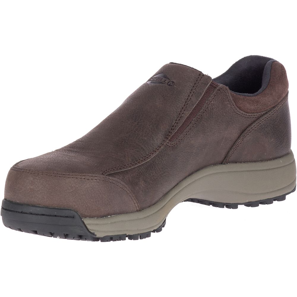 Merrell Sutton Moc Steel Toe Munkacipő Férfi Kávé | ME0580-HU