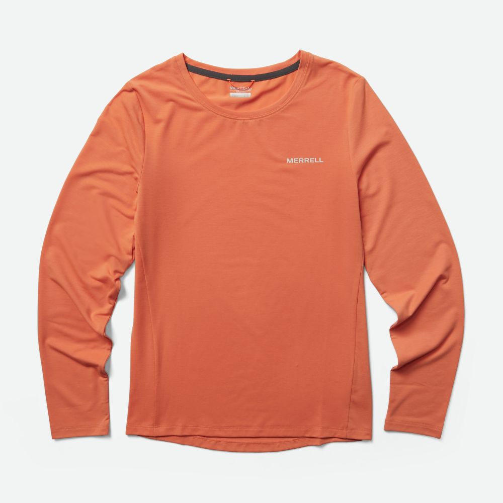 Merrell Tencel Long Sleeve T-Shirts Női Narancssárga | ME0686-HU