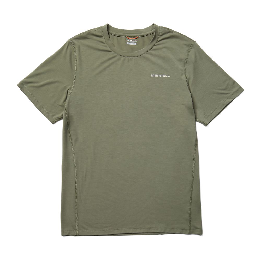 Merrell Tencel™ Short Sleeve T-Shirts Férfi Olivazöld | ME0104-HU