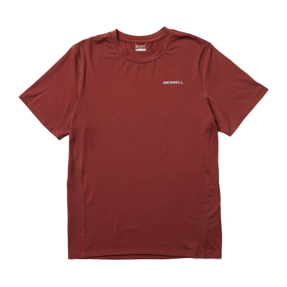 Merrell Tencel™ Short Sleeve T-Shirts Férfi Bordó | ME0107-HU