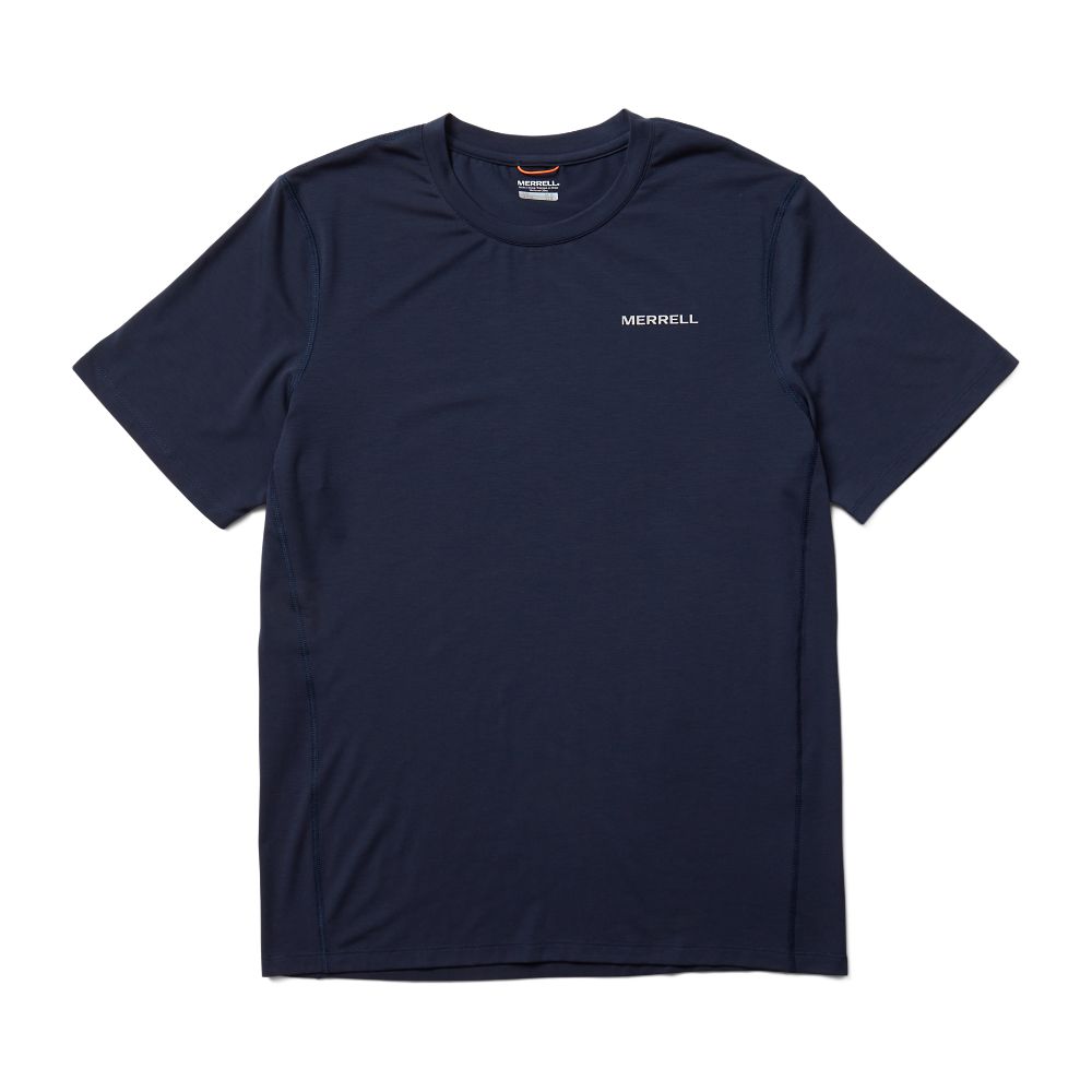 Merrell Tencel™ Short Sleeve T-Shirts Férfi Kék | ME0108-HU